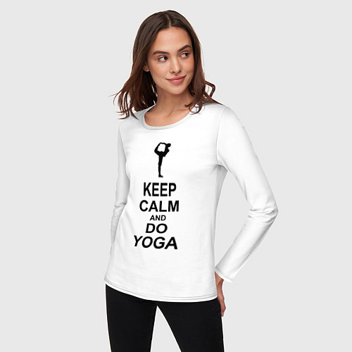 Женский лонгслив Keep Calm & Do Yoga / Белый – фото 3