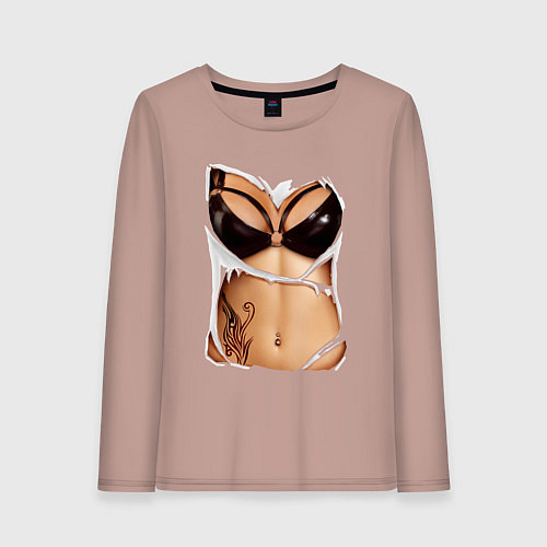 Женский лонгслив Кожаный бюст / Пыльно-розовый – фото 1