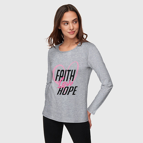 Женский лонгслив Faith Love Hope / Меланж – фото 3