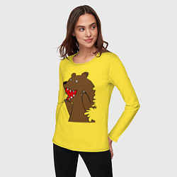 Лонгслив хлопковый женский Медведь цензурный, цвет: желтый — фото 2
