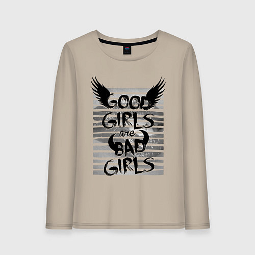 Женский лонгслив Good girls are bad girls / Миндальный – фото 1