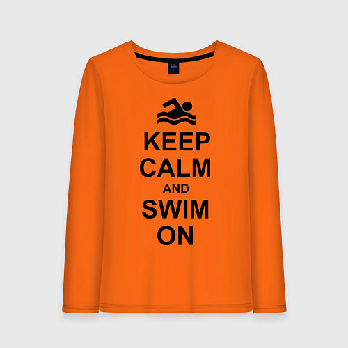Женский лонгслив Keep Calm & Swim On / Оранжевый – фото 1