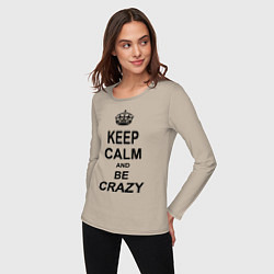 Лонгслив хлопковый женский Keep Calm & Be Crazy, цвет: миндальный — фото 2