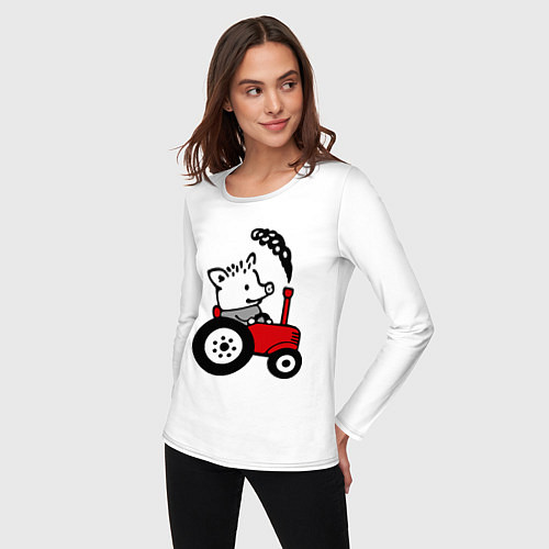 Женский лонгслив Поросенок Петр / Белый – фото 3