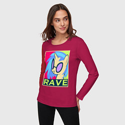 Лонгслив хлопковый женский DJ Pon-3 RAVE, цвет: маджента — фото 2