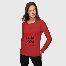 Лонгслив хлопковый женский Keep Calm & Forza Milan, цвет: красный — фото 2