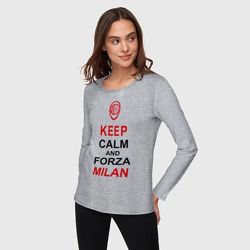 Женский лонгслив Keep Calm & Forza Milan / Меланж – фото 3