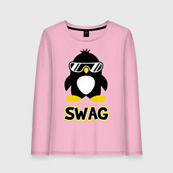 Лонгслив хлопковый женский SWAG Penguin цвета светло-розовый — фото 1