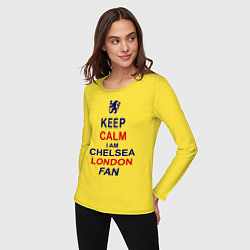 Лонгслив хлопковый женский Keep Calm & Chelsea London fan, цвет: желтый — фото 2
