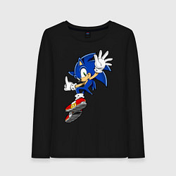 Лонгслив хлопковый женский Sonic, цвет: черный