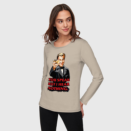 Женский лонгслив Gatsby: You Speak / Миндальный – фото 3