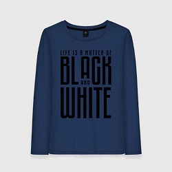 Лонгслив хлопковый женский Juventus: Black & White, цвет: тёмно-синий