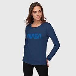 Лонгслив хлопковый женский NASA, цвет: тёмно-синий — фото 2