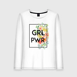 Лонгслив хлопковый женский GRL PWR, цвет: белый