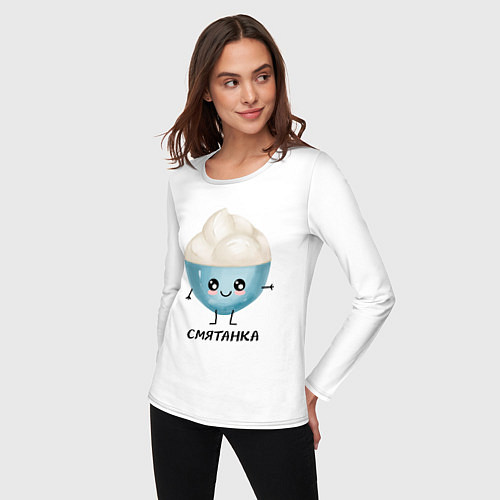 Женский лонгслив Смятанка / Белый – фото 3