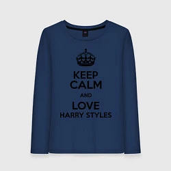 Лонгслив хлопковый женский Keep Calm & Love Harry Styles, цвет: тёмно-синий