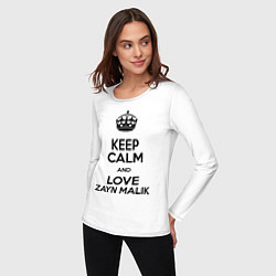 Лонгслив хлопковый женский Keep Calm & Love Zayn Malik, цвет: белый — фото 2