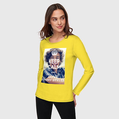 Женский лонгслив Keep Calm & Love Harry Styles / Желтый – фото 3