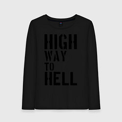 Лонгслив хлопковый женский High way to hell цвета черный — фото 1