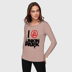 Лонгслив хлопковый женский I love Linkin Park, цвет: пыльно-розовый — фото 2