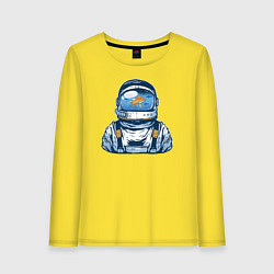 Лонгслив хлопковый женский Космонавт-аквариум, цвет: желтый