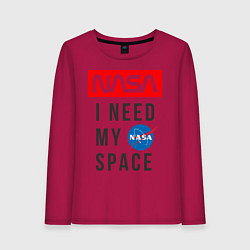 Лонгслив хлопковый женский Nasa i need my space, цвет: маджента