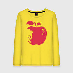 Лонгслив хлопковый женский Тетрадь Смерти - Рюк и яблоко, цвет: желтый