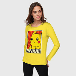Лонгслив хлопковый женский Pikachu: Pika Pika, цвет: желтый — фото 2