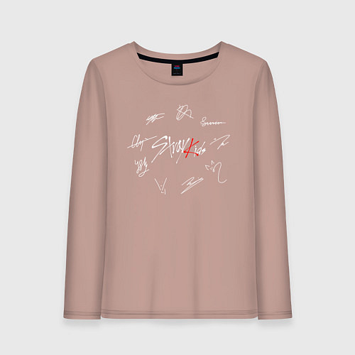 Женский лонгслив STRAY KIDS АВТОГРАФЫ / Пыльно-розовый – фото 1