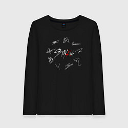 Лонгслив хлопковый женский STRAY KIDS АВТОГРАФЫ, цвет: черный