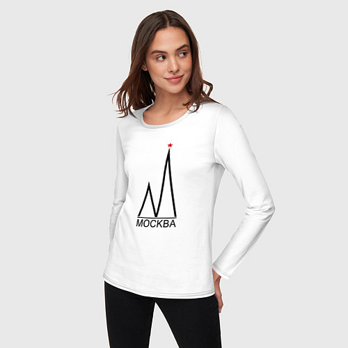 Женский лонгслив Москва-чёрный логотип-2 / Белый – фото 3