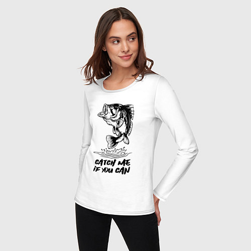 Женский лонгслив Catch me if you can / Белый – фото 3