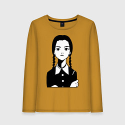 Лонгслив хлопковый женский Wednesday Addams, цвет: горчичный