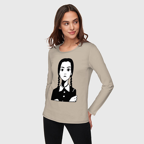 Женский лонгслив Wednesday Addams / Миндальный – фото 3