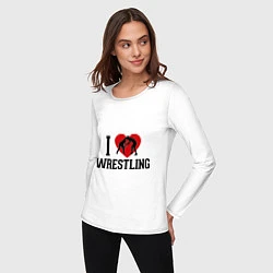 Лонгслив хлопковый женский I love wrestling, цвет: белый — фото 2