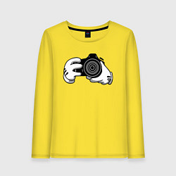 Лонгслив хлопковый женский Фотограф, цвет: желтый