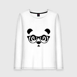 Лонгслив хлопковый женский Панда в очках, цвет: белый