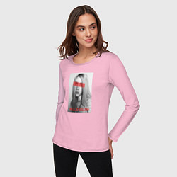 Лонгслив хлопковый женский Билли Айлиш, цвет: светло-розовый — фото 2