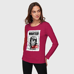 Лонгслив хлопковый женский Wanted Joker, цвет: маджента — фото 2