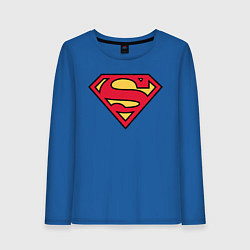 Лонгслив хлопковый женский Superman logo цвета синий — фото 1