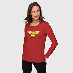 Лонгслив хлопковый женский Wonder Woman, цвет: красный — фото 2