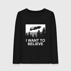 Лонгслив хлопковый женский I WANT TO BELIEVE, цвет: черный