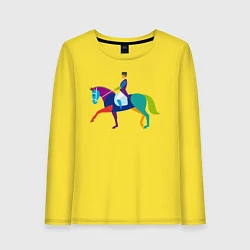 Лонгслив хлопковый женский Всадник на коне, цвет: желтый