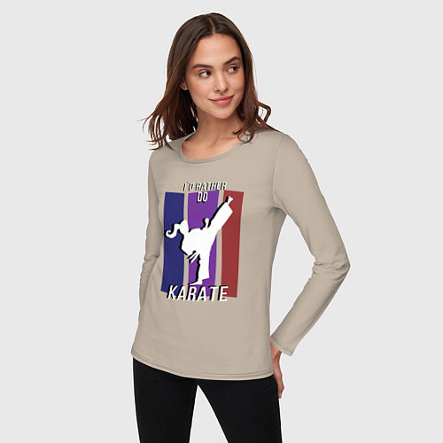 Женский лонгслив Id rather do karate / Миндальный – фото 3