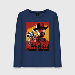 Лонгслив хлопковый женский Red dead redemption 2, цвет: тёмно-синий
