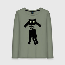 Женский лонгслив Черный кот в руках