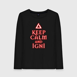 Лонгслив хлопковый женский Keep calm and igni, цвет: черный