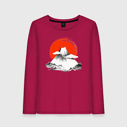 Лонгслив хлопковый женский Гора Фудзияма, цвет: маджента