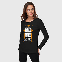 Лонгслив хлопковый женский Box box box, цвет: черный — фото 2