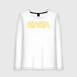 Лонгслив хлопковый женский NASA Vision Mission and Core Values на спине, цвет: белый